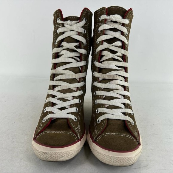 Converse Women's CT Hi-Ness XHI Brown Red Boots US 7 Wedge Lace-Up Sneakers - Picture 2 of 15